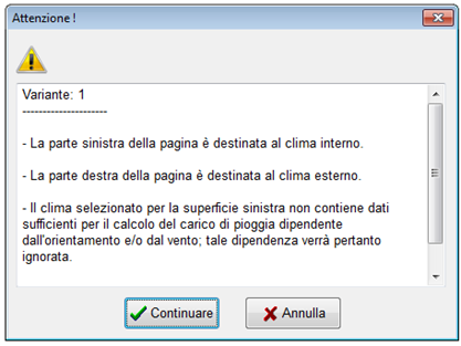 Schermata con la notifica di errore