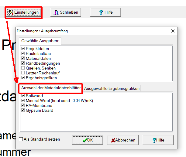 Report - Einstellungen